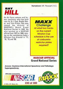 1993 Maxx #230 Ray Hill Back