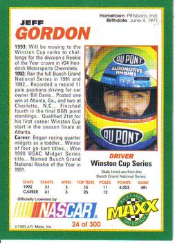 1993 Maxx #24 Jeff Gordon Back