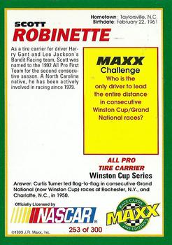 1993 Maxx #253 Scott Robinette Back