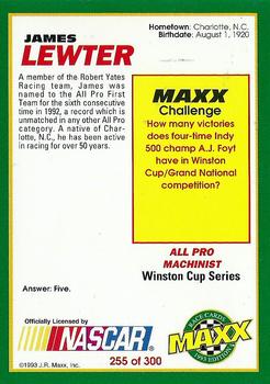 1993 Maxx #255 James Lewter Back