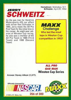 1993 Maxx #256 Jerry Schweitz Back
