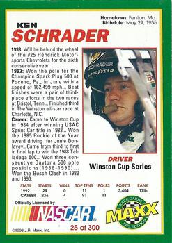 1993 Maxx #25 Ken Schrader Back