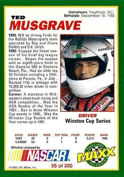 1993 Maxx #55 Ted Musgrave Back