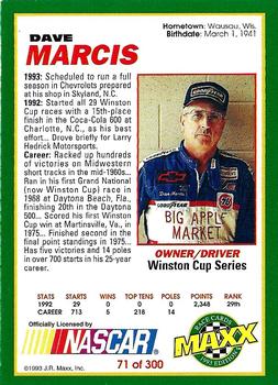 1993 Maxx #71 Dave Marcis Back