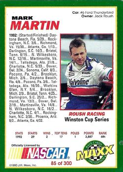 1993 Maxx #85 Mark Martin's Car Back