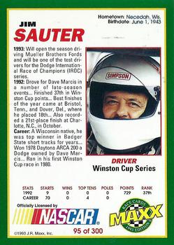 1993 Maxx #95 Jim Sauter Back