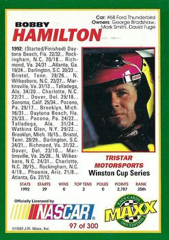 1993 Maxx #97 Bobby Hamilton's Car Back