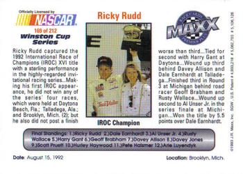 1993 Maxx Premier Plus #169 Ricky Rudd IROC Champ Back