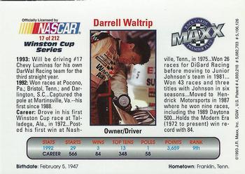 1993 Maxx Premier Plus #17 Darrell Waltrip Back
