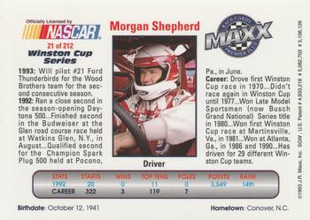 1993 Maxx Premier Plus #21 Morgan Shepherd Back