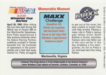 1993 Maxx Premier Plus #23 Kyle Petty's Car Back