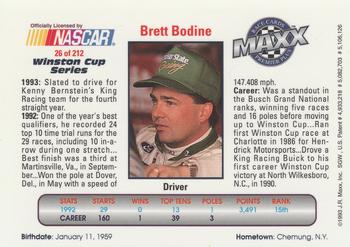 1993 Maxx Premier Plus #26 Brett Bodine Back