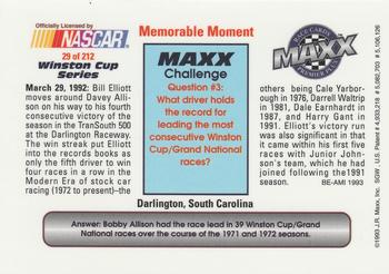 1993 Maxx Premier Plus #29 Davey Allison / Bill Elliott Back