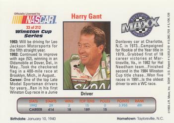 1993 Maxx Premier Plus #33 Harry Gant Back