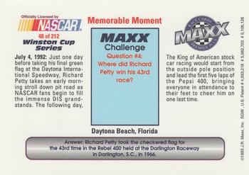 1993 Maxx Premier Plus #48 Richard Petty Back
