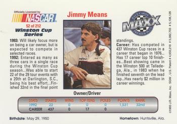 1993 Maxx Premier Plus #52 Jimmy Means Back