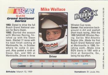 1993 Maxx Premier Plus #53 Mike Wallace Back