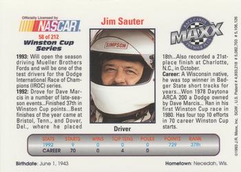 1993 Maxx Premier Plus #58 Jim Sauter Back