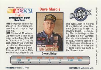 1993 Maxx Premier Plus #71 Dave Marcis Back