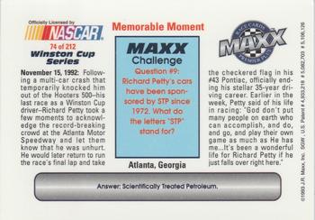 1993 Maxx Premier Plus #74 Richard Petty w/ Car Back