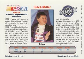 1993 Maxx Premier Plus #76 Butch Miller Back