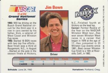 1993 Maxx Premier Plus #77 Jim Bown Back