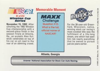 1993 Maxx Premier Plus #81 Atlanta, Georgia Back