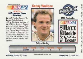 1993 Maxx Premier Plus #82 Kenny Wallace's Car Back