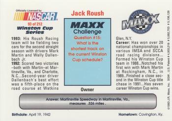 1993 Maxx Premier Plus #93 Jack Roush Back