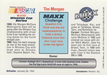 1993 Maxx Premier Plus #96 Tim Morgan Back