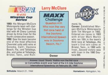 1993 Maxx Premier Plus #97 Larry McClure Back