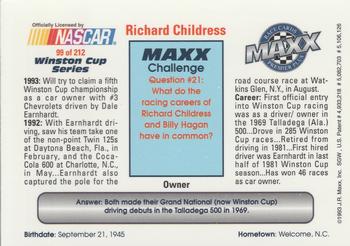 1993 Maxx Premier Plus #99 Richard Childress Back