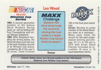 1993 Maxx Premier Plus #103 Len Wood Back