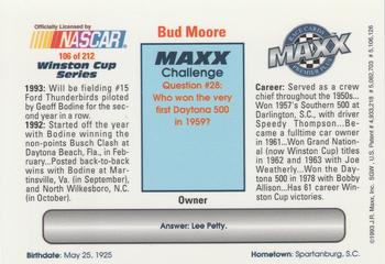 1993 Maxx Premier Plus #106 Bud Moore Back