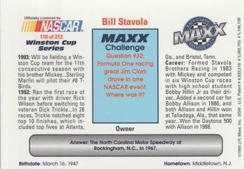 1993 Maxx Premier Plus #110 Bill Stavola Back