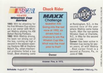 1993 Maxx Premier Plus #113 Chuck Rider Back