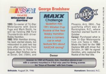 1993 Maxx Premier Plus #114 George Bradshaw Back