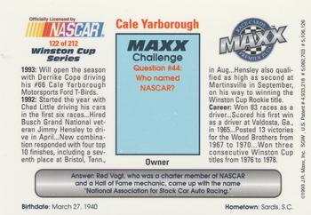 1993 Maxx Premier Plus #122 Cale Yarborough Back