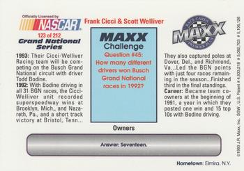 1993 Maxx Premier Plus #123 Frank Cicci / Scott Welliver Back
