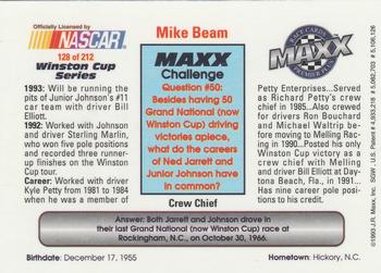 1993 Maxx Premier Plus #128 Mike Beam Back