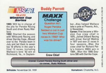 1993 Maxx Premier Plus #139 Buddy Parrott Back