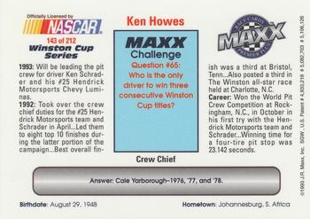 1993 Maxx Premier Plus #143 Ken Howes Back