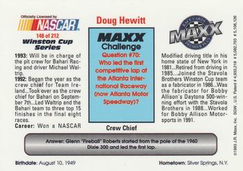1993 Maxx Premier Plus #148 Doug Hewitt Back