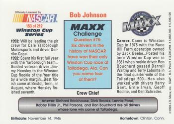 1993 Maxx Premier Plus #153 Bob Johnson Back