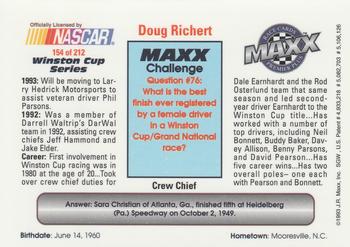 1993 Maxx Premier Plus #154 Doug Richert Back