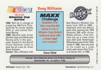 1993 Maxx Premier Plus #156 Doug Williams Back