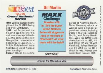 1993 Maxx Premier Plus #157 Gil Martin Back