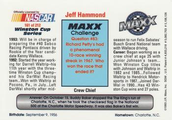 1993 Maxx Premier Plus #161 Jeff Hammond Back