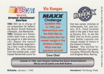 1993 Maxx Premier Plus #164 Vic Kangas Back