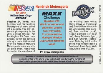 1993 Maxx Premier Plus #171 Ken Schrader w/ Crew Back
